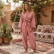 Load image into Gallery viewer, Sun Moon Embroidery Cotton Linen Bohemian Outfits
