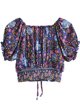 Load image into Gallery viewer, Floral Print ,Beach Sleeveless Crop Tops, Bohemian Ruffles Camis
