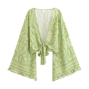 Wild Floral ,Short Kimono ,Bikini Boho Cover-ups