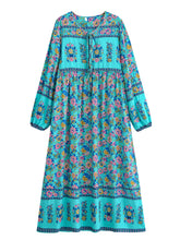Load image into Gallery viewer, Peacock Green Floral ,Beach Bohemian Maxi Dress,Holiday Boho Dress
