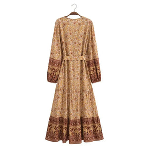 Elegant Floral Print ,Bohemian Maxi Dress ,Holiday Boho Dress
