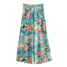 Load image into Gallery viewer, Green Crane Wide Leg Pant,Loose Boho Pants
