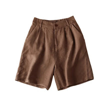 Load image into Gallery viewer, Boho Linen Blend Pleated Shorts Wide Leg Shorts with Pockets
