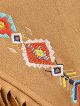 Load image into Gallery viewer, Women’s Faux Suede Fringe Vest - Bohemian Floral Embroidery Cowgirl Jacket with Rivets
