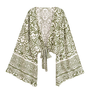 Wild Floral Print ,Short Kimono ,Bikini Cover-ups