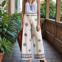Load image into Gallery viewer, Purple Floral , Wide Leg Pants with Pockets ,Vacation Boho Pant
