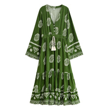 Load image into Gallery viewer, Wild Floral Tassel,Beach Bohemian Dress,Boho Maxi Dress
