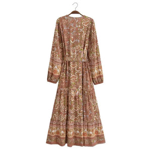 Elegant Floral Print ,Bohemian Maxi Dress ,Holiday Boho Dress