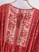Load image into Gallery viewer, Elegant Lace-up Tassel Wild Floral Print Beach Bohemian Maxi Dress

