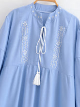 Load image into Gallery viewer, Retro Floral Emberoidery ,Lantern Sleeve Maxi Dress, Boho Dress

