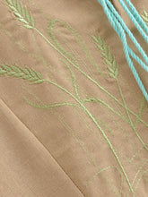Load image into Gallery viewer, Retro Linen Cotton,Wheat Emberoidery, Lantern Sleeve Boho Maxi Dress
