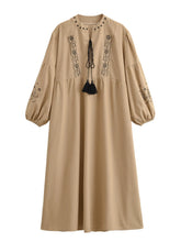 Load image into Gallery viewer, Retro Floral Emberoidery ,Lantern Sleeve Maxi Dress, Boho Dress
