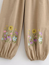 Load image into Gallery viewer, Wild Flower Embroidery ,Linen Cotton Baggy Pants, Bloomers Loose Yoga Trousers
