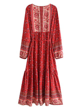 Load image into Gallery viewer, Elegant Lace-up Tassel Wild Floral Print Beach Bohemian Maxi Dress
