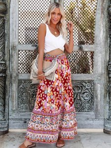 Boho Skirt, Pink Floral ,Bohemian Maxi Skirts