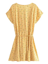 Load image into Gallery viewer, Yellow Floral Print ,Single Breasted,Boho Beach Dress
