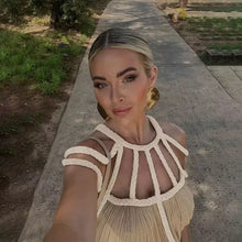 Load image into Gallery viewer, Linen Cotton ,Sexy Knitted Backless, Beach Boho Dress
