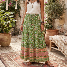 Load image into Gallery viewer, Wild Floral Print ,Bohemian Skirt with Pockets,Ruffles Boho Skirt
