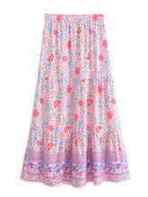 Load image into Gallery viewer, Boho Skirt, Maxi Skirt, Wild Pink Flower
