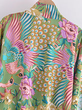 Load image into Gallery viewer, Bohemian Kimono, Boho Bikini Cover-ups,Peacock Floral Print
