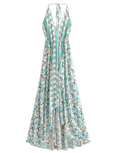 Wild Floral ,Open Back,Strapless Boho Dress