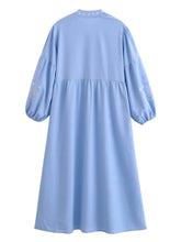 Load image into Gallery viewer, Retro Floral Emberoidery ,Lantern Sleeve Maxi Dress, Boho Dress
