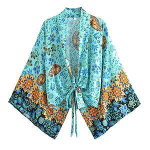 Bohemian Kimono, Boho Bikini Cover-ups,Multi Floral
