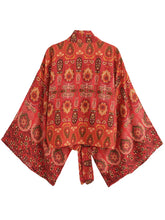 Load image into Gallery viewer, Bohemian Kimono, Boho Bikini Cover-ups,Red Floral
