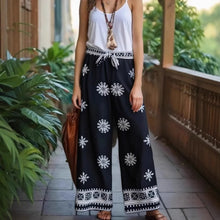 Load image into Gallery viewer, Purple Floral , Wide Leg Pants with Pockets ,Vacation Boho Pant
