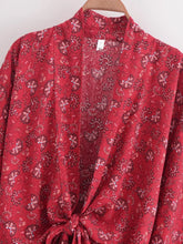 Load image into Gallery viewer, Bohemian Kimono, Boho Bikini Cover-ups,Red Floral
