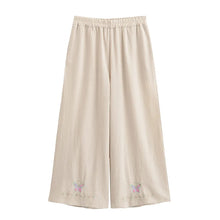 Load image into Gallery viewer, Floral Butterfly Embroidery ,Bohemian Wide Leg Pants ,Boho Trousers
