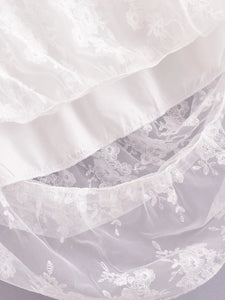 White Mesh Embroidery,Wedding Pleated Skirt, Boho Skirts