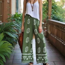 Load image into Gallery viewer, Purple Floral , Wide Leg Pants with Pockets ,Vacation Boho Pant

