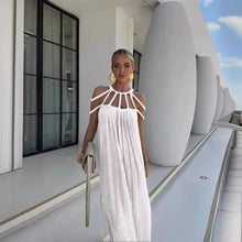 Load image into Gallery viewer, Linen Cotton ,Sexy Knitted Backless, Beach Boho Dress
