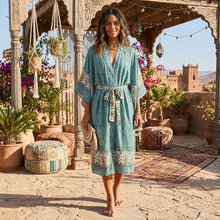 Load image into Gallery viewer, Wild Flower Print ,Batwing Sleeve Beach Bohemian Kimono,Boho Bikini Cover-ups
