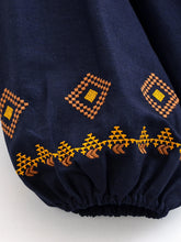 Load image into Gallery viewer, Geometry Embroidered ,Linen Cotton ,Lace-up Tassel Boho Shirt
