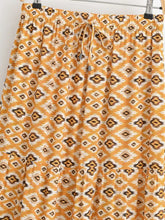 Load image into Gallery viewer, Olive Geometric Tiered Boho Maxi Skirt - Elastic Long Skirt
