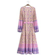 Load image into Gallery viewer, Floral Print ,Breasted Bohemian Maxi Dress, Boho Dress Robe
