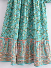 Load image into Gallery viewer, Bohemian Maxi Dresses ,Green Floral ,Summer Boho Dress
