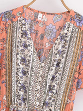 Load image into Gallery viewer, Wild Floral Print, Summer Bohemian Mini Dress,Vacation Boho Dress
