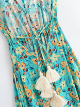 Load image into Gallery viewer, Wild Floral ,Open Back,Strapless Boho Dress
