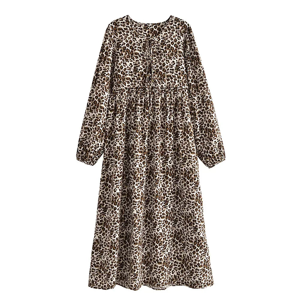 Leopard Print,Bohemian Dress,Boho Dress Robe
