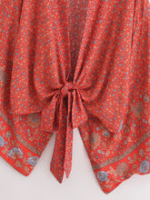 Load image into Gallery viewer, Bohemian Kimono, Boho Bikini Cover-ups,Red Floral
