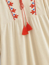 Load image into Gallery viewer, Floral Emberoidery ,Bohemian Maxi Dress ,Linen Cotton Dress
