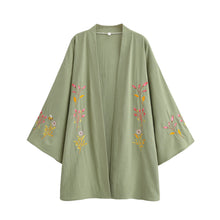 Load image into Gallery viewer, Flowers and Bees Embroidery, Beach Bohemian Kimono,Boho Bikini Cover-ups
