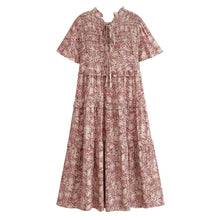 Load image into Gallery viewer, Floral Print Smocked Maxi Dress  Tiered Ruffle Dresses Bohemian Beach Sundress
