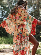 Load image into Gallery viewer, Birds Floral Print Kimono,Boho Kimono,Bikini Cover-ups
