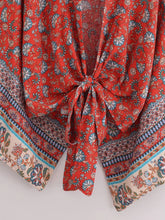 Load image into Gallery viewer, Bohemian Kimono, Boho Bikini Cover-ups,Red Floral

