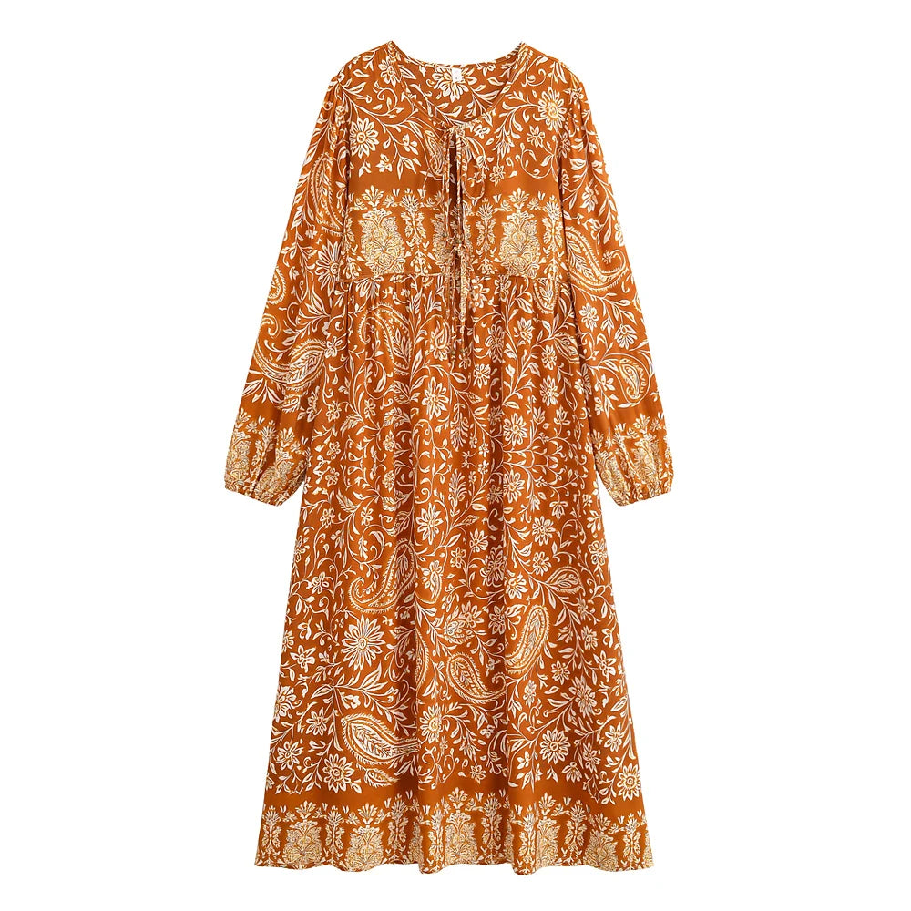 Wild Floral Print,Bohemian Maxi Dress,Boho Dress