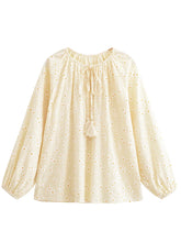 Load image into Gallery viewer, Daisy Floral Embroidery, Linen Cotton Shirts ,Boho Blusas
